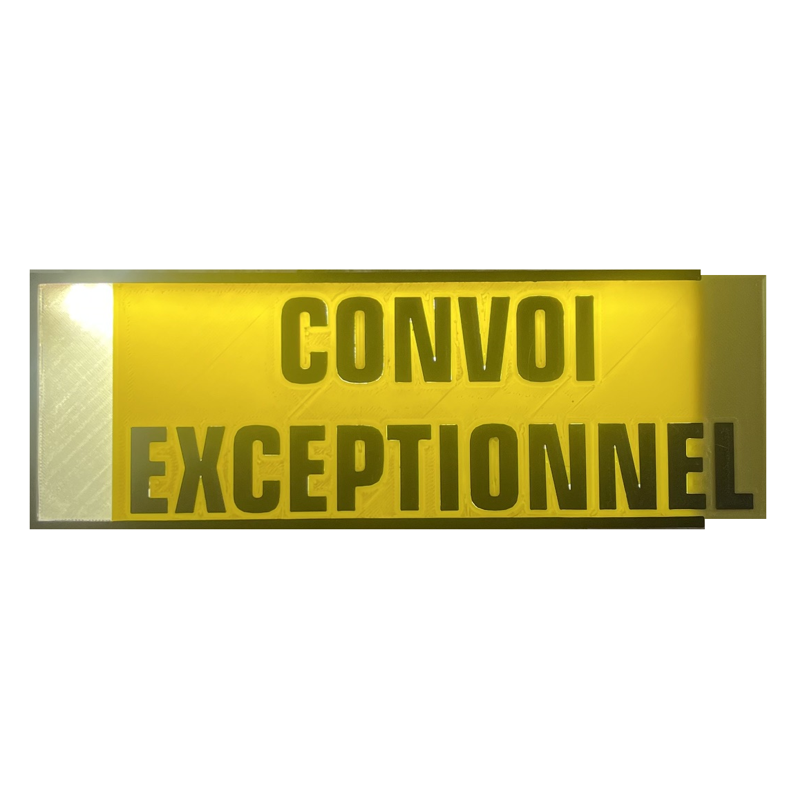 Panneau jaune portant l’inscription « CONVOI EXCEPTIONNEL »