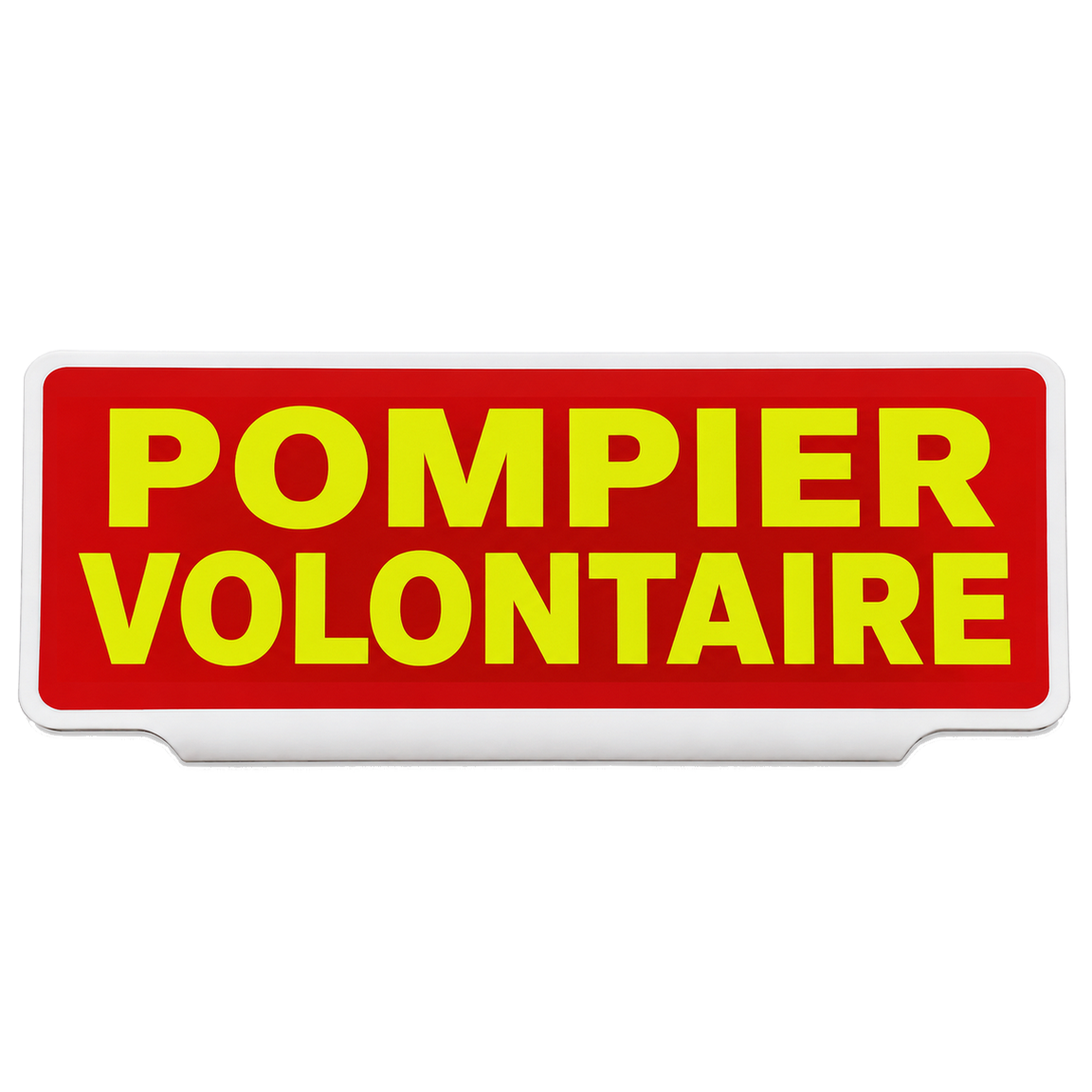 Panneau rouge portant l’inscription POMPIER VOLONTAIRE